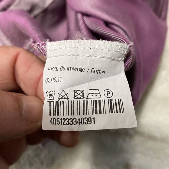 Casa Moda Shirt Men's 43 Purple Striped Cotton Long Sleeve Collared Button-Up - Picture 9 of 10